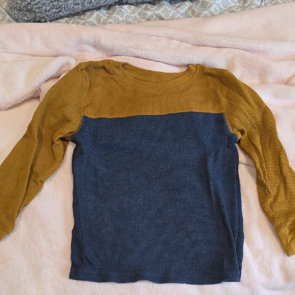 Cat & Jack Golden Yellow and Navy Long Sleeve Tee